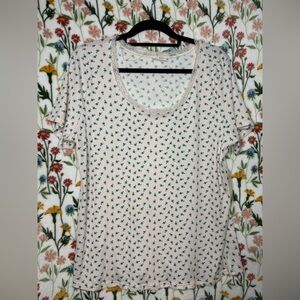 Free Kisses Pink Scoop Neck Top with Green Floral Print